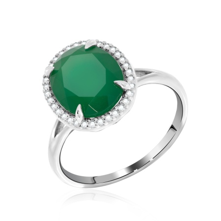 Купить кольцо из серебра с агатом и фианитами в интернет-магазине KRASNOE