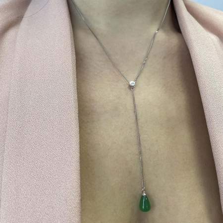 Колье из серебра с агатом и фианитом 8340393233-45-60