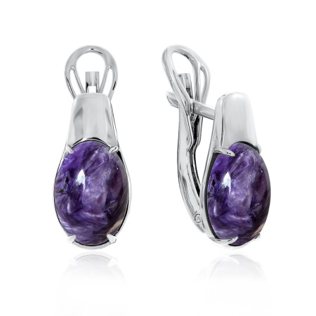 Серьги из серебра с чароитами 2340460991 от KRASNOE, металл Серебро, вставка Чароит