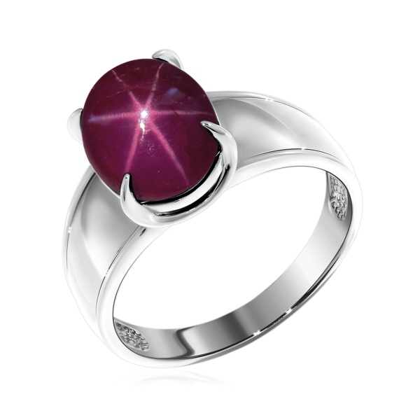 Кольцо из серебра с рубином звездчатым со скидкой