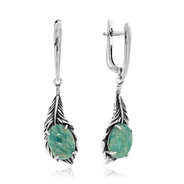 Серьги из серебра с амазонитами