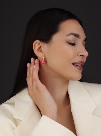 Серьги из серебра с родохрозитом