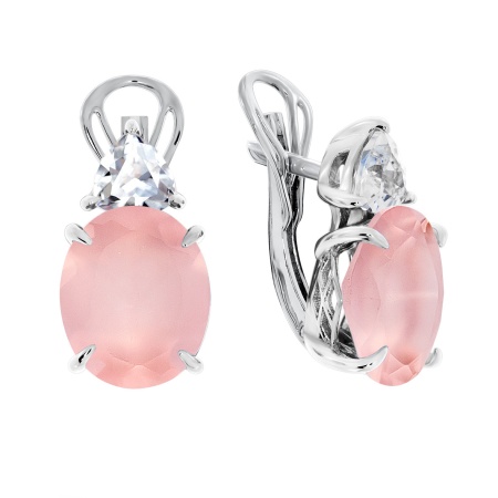 Серьги из серебра с кварцем и фианитами 2340100998-30 от KRASNOE, металл Серебро, вставка Кварц