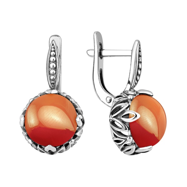 Серьги из серебра с сердоликами