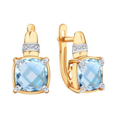Серьги из золота Т14302В755 от KRASNOE, металл Золото, вставка Топаз