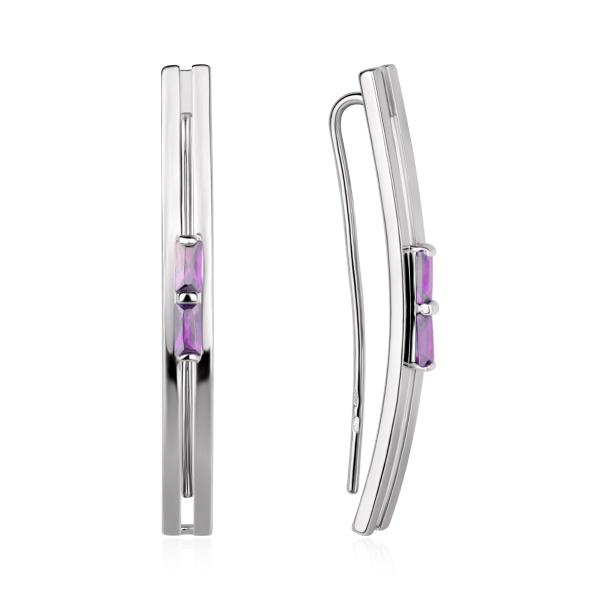 Серьги из серебра с фианитами