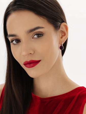 Серьги из серебра с фиолетовыми кристаллами