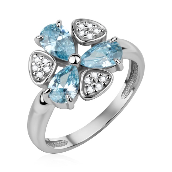 Купить кольцо из серебра с фианитами и топазами в интернет-магазине KRASNOE