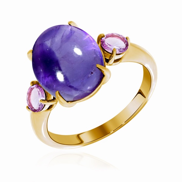 Кольцо из серебра с натуральным корундом и фианитами со скидкой