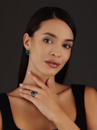 Серьги из серебра с агатами