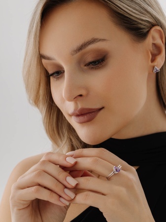 Пусеты из серебра с аметистами