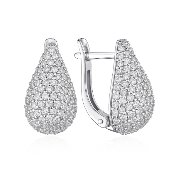 Серьги из серебра с фианитами