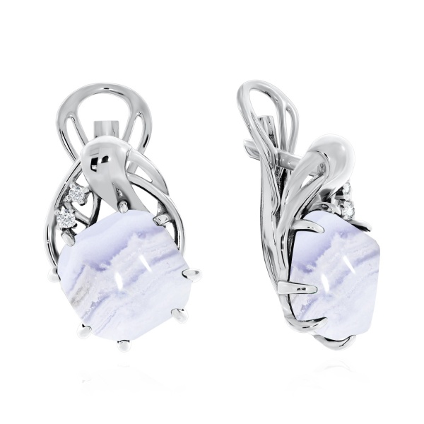 Серьги из серебра с агатами и фианитами 2340390984-84 от KRASNOE, металл Серебро, вставка Агат