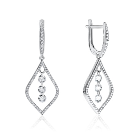 Серьги из серебра с фианитом 2340200765л от KRASNOE, металл Серебро, вставка Фианит