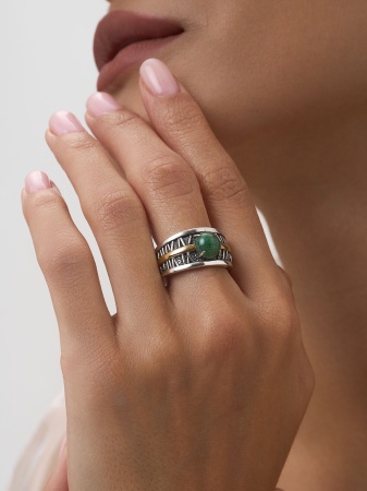 Купить кольцо из серебра с авантюрином в интернет-магазине KRASNOE