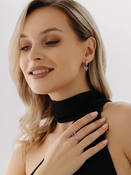 Серьги из серебра с аметистами в ювелирном интернет-магазине