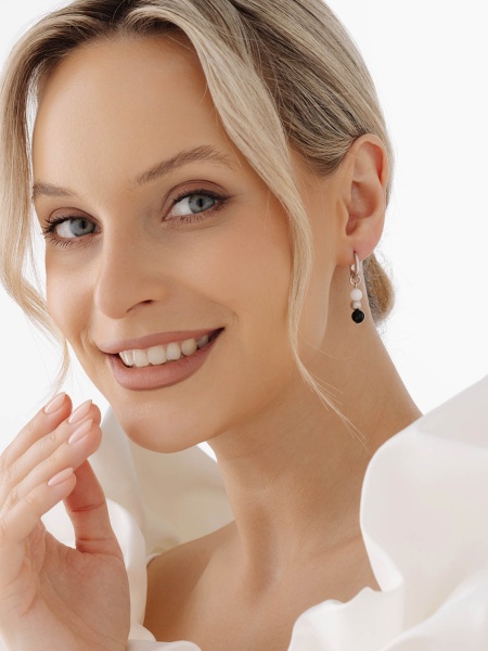 Серьги из серебра с агатами и опалами