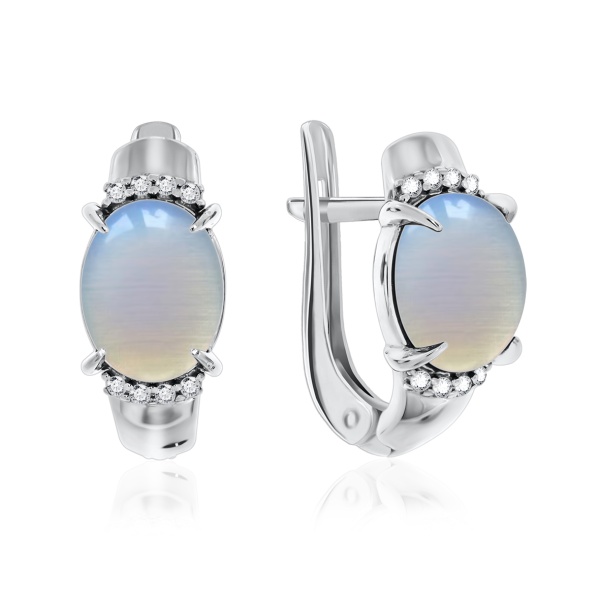 Серьги из серебра с лунным каменем 2340930371л-80 от KRASNOE, металл Серебро, вставка Лунный камень