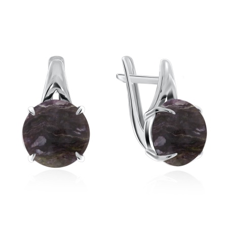 Серьги из серебра с чароитами 2340460124-1 от KRASNOE, металл Серебро, вставка Чароит