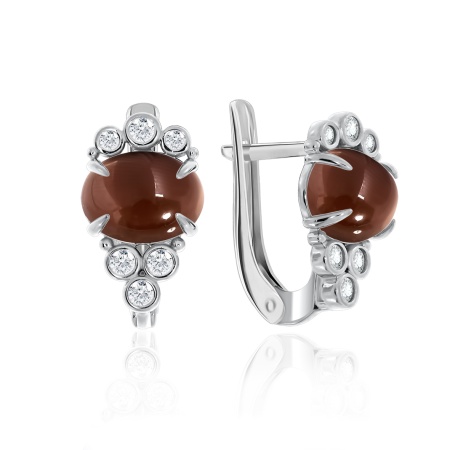 Серьги из серебра с топазами и фианитами 2340100971л от KRASNOE, металл Серебро, вставка Раухтопаз