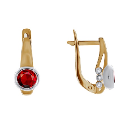 Серьги из золота с гранатами и фианитами
