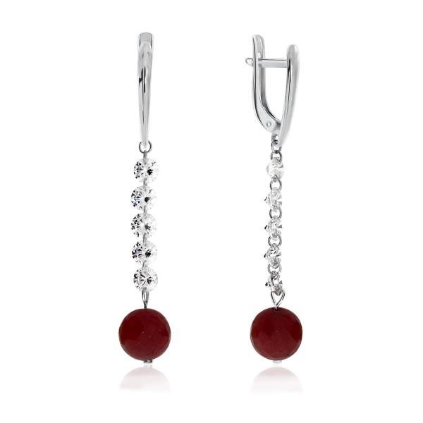 Серьги из серебра с жадеитом 2340650624-41 от KRASNOE, металл Серебро, вставка Жад