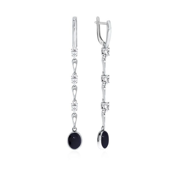 Серьги из серебра с агатами и фианитами 2340391513-20 от KRASNOE, металл Серебро, вставка Агат