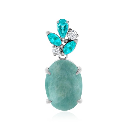 Купить подвеска из серебра с амазонитом и фианитами