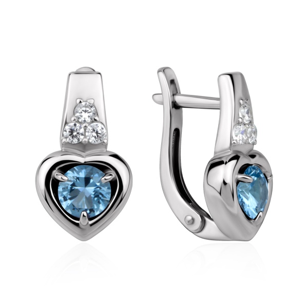 Серьги из серебра с ситаллами и фианитами в ювелирном интернет-магазине