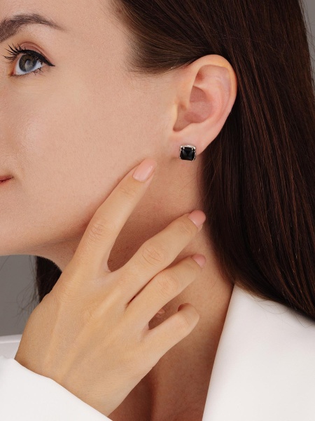 Пусеты из серебра с агатами