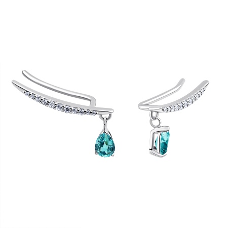 Серьги из серебра с фианитами