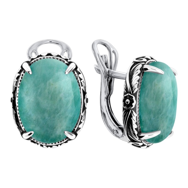 Серьги из серебра  2310375714 от KRASNOE, металл Серебро, вставка Амазонит