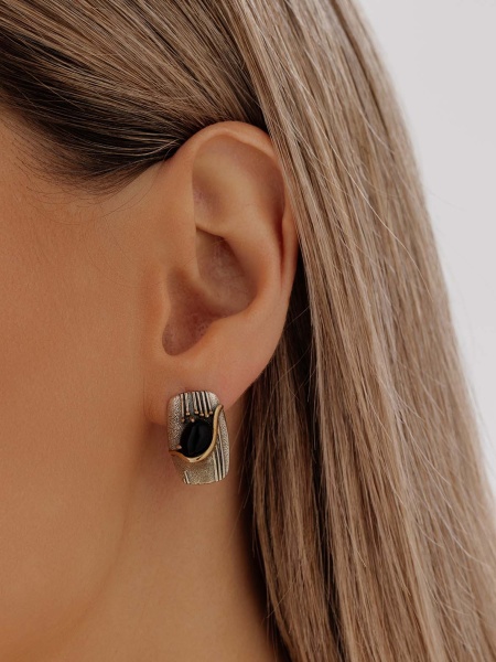 Серьги из серебра с агатами