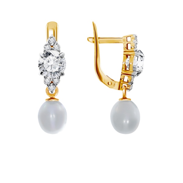 Серьги из золота с жемчугом со скидкой