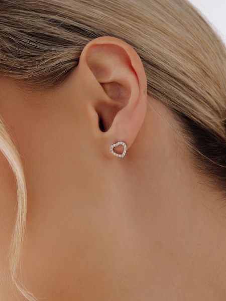 Пусеты из серебра с фианитами