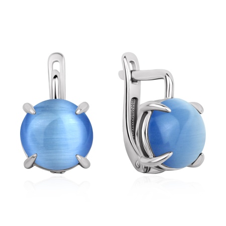 Серьги из серебра с кошачим глазом