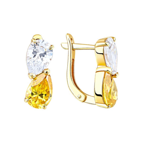 Серьги из серебра с фианитами со скидкой