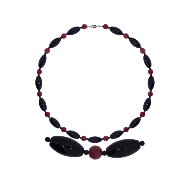 Бусы из серебра с ониксами, агатами и со шпинелью 8340396204-55