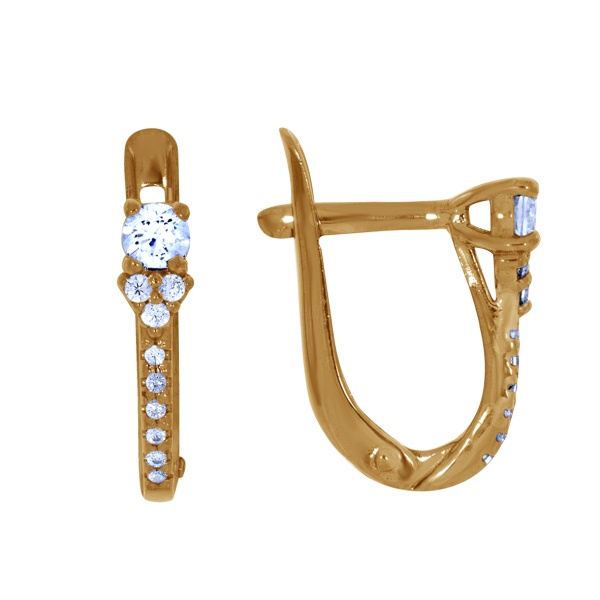 Серьги из серебра с фианитами со скидкой