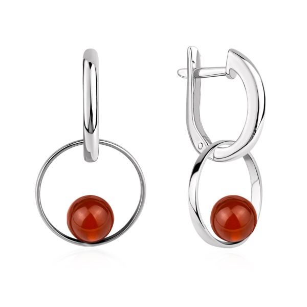 Пусеты из серебра с агатом