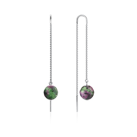 Серьги из серебра с цоизитами Серьги из серебра с цоизитами