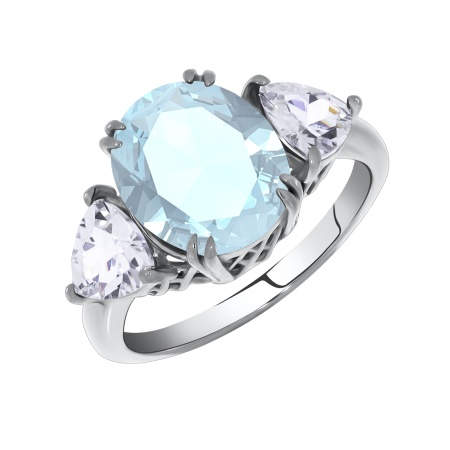 Купить кольцо из серебра с кристалл ювелирныйом и фианитами в интернет-магазине KRASNOE