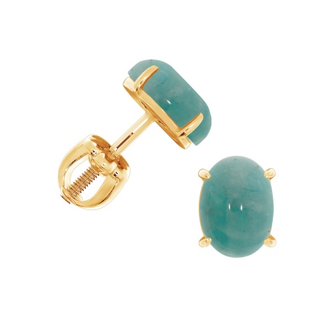 Пусеты из серебра с амазонитами 2320372321 от KRASNOE, металл Серебро, вставка Амазонит