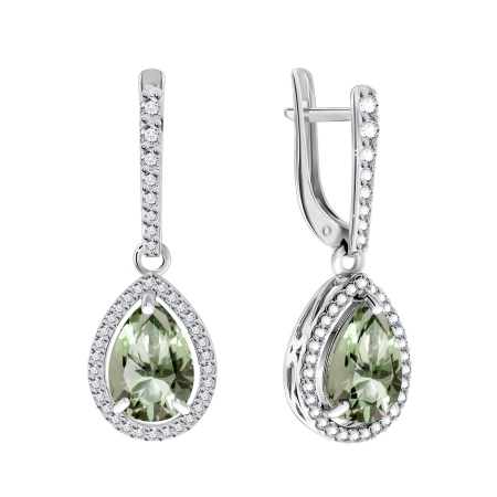 Серьги из серебра с кварцем и фианитами 2340183625л-69 от KRASNOE, металл Серебро, вставка Кварц г/т