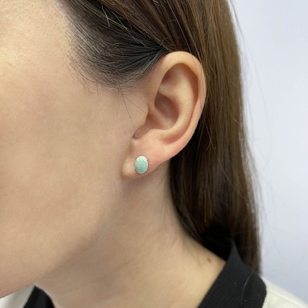 Пусеты из серебра с амазонитами 2320372321 от KRASNOE, металл Серебро, вставка Амазонит