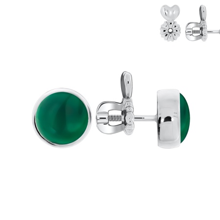 Пусеты из серебра с агатами