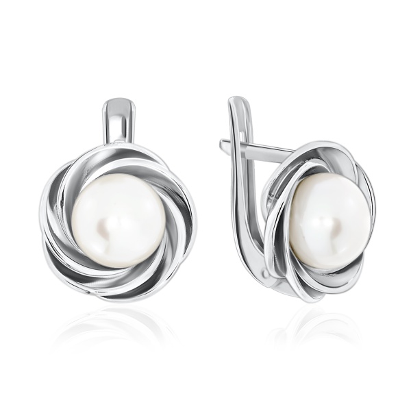 Серьги из серебра с жемчугами