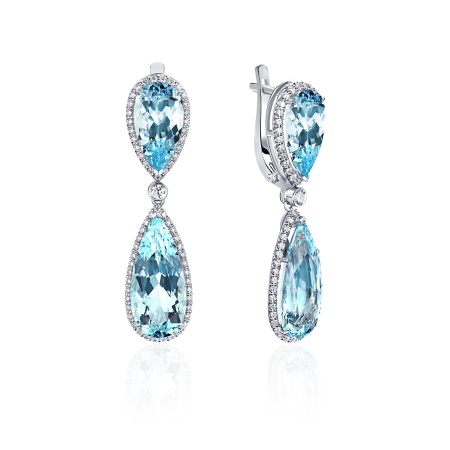 Серьги из золота с аквамаринами и бриллиантами