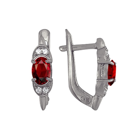 Серьги из серебра с гранатами и фианитами 3937013126 от KRASNOE, металл Серебро, вставка Гранат
