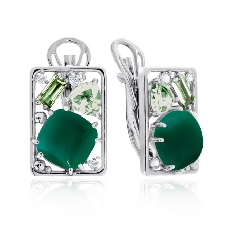 Серьги из серебра с агатами и фианитами 2340391177-60 от KRASNOE, металл Серебро, вставка Агат